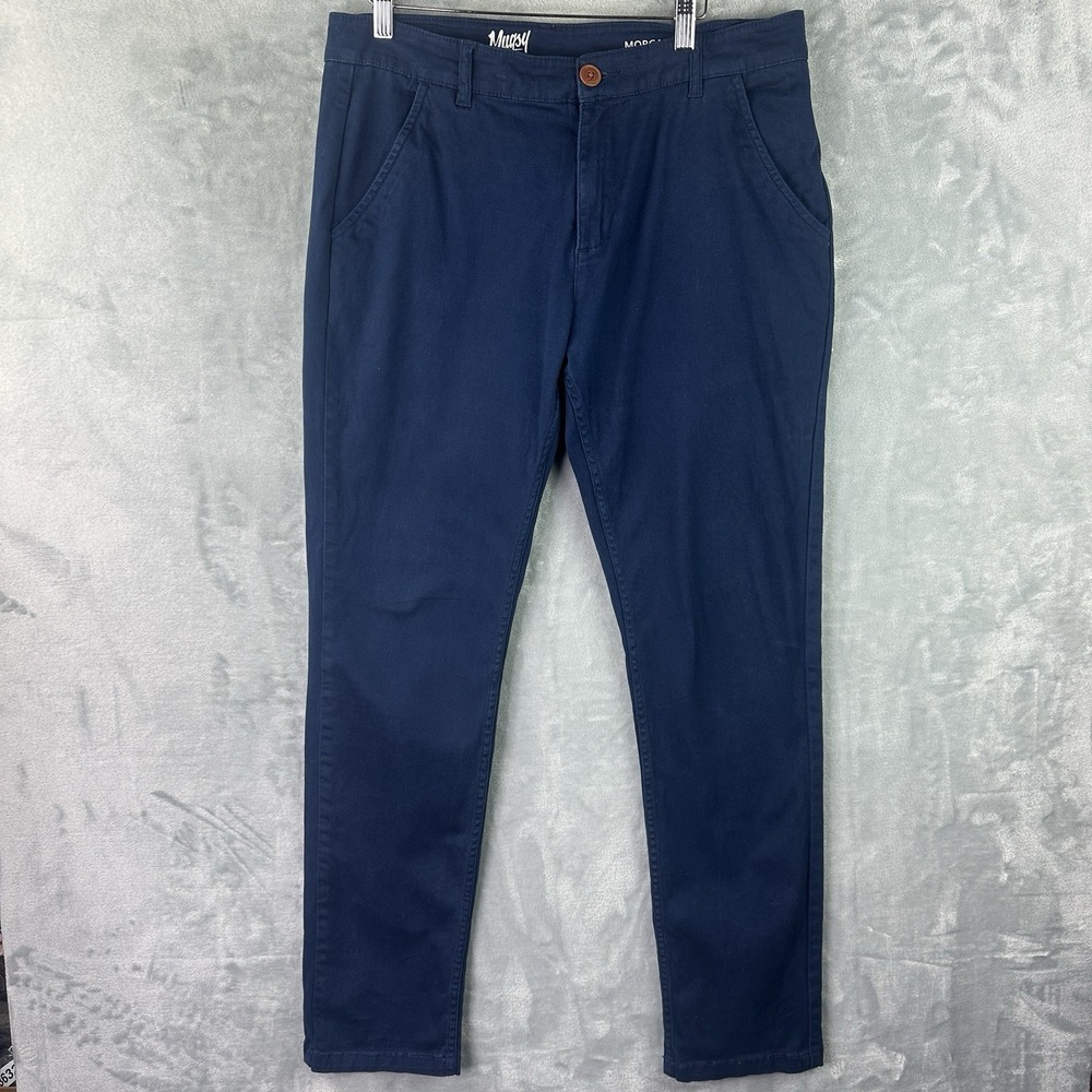Mugsy Jeans Morgans Pants Mens 34x34 Blue Stretch Chino Casual K3PNNV